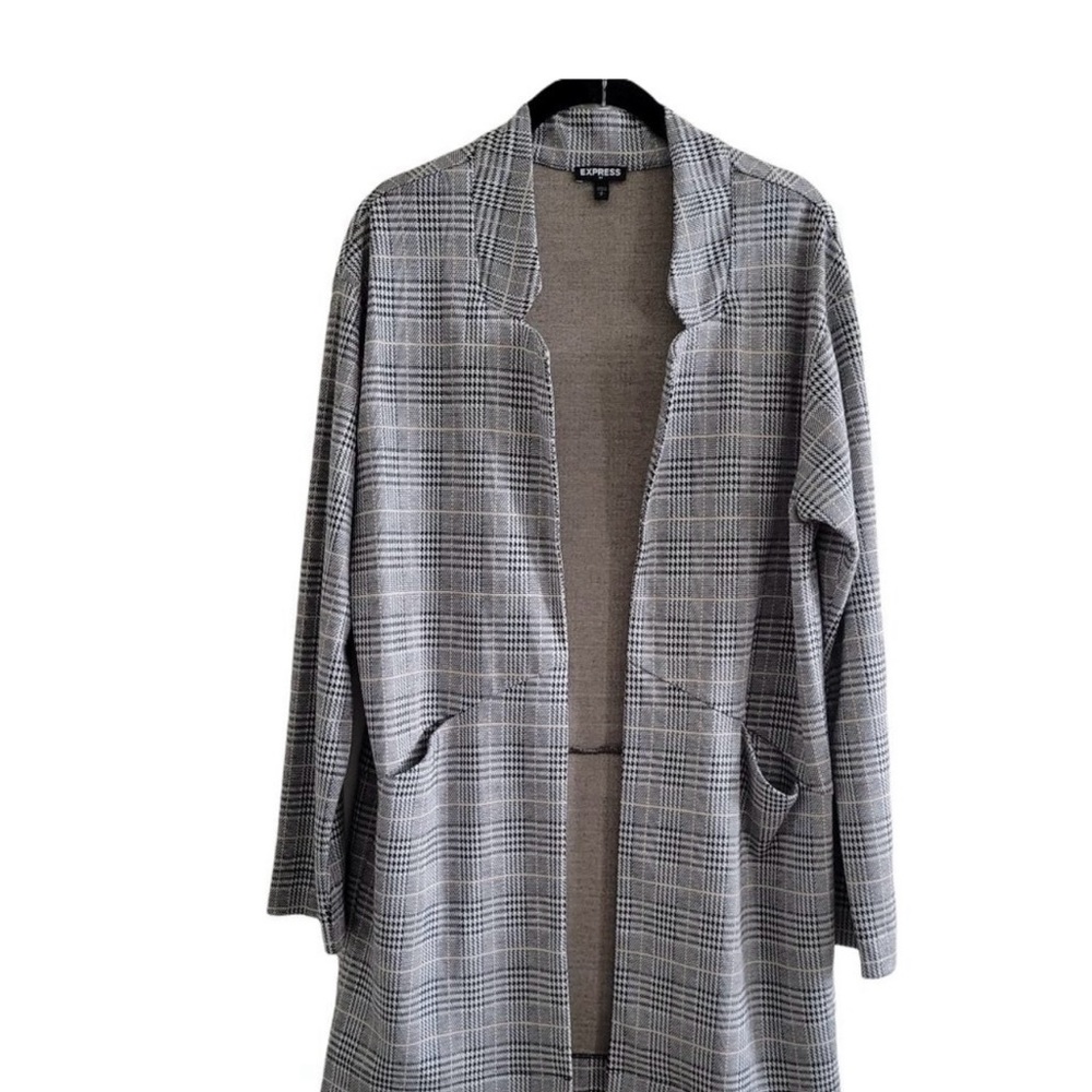 Women’s Express Gray Plaid Cardigan size Small (Runs Big)